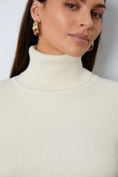 Turtleneck Dropped Shoulder Top and Pants Sweater Set - LustMia