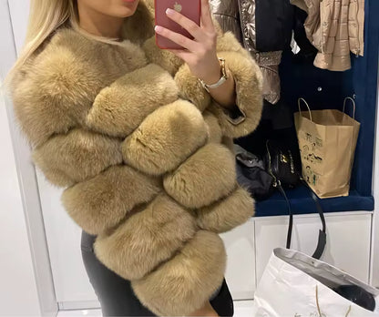Fox Fur Jacket Women's Winter Coat