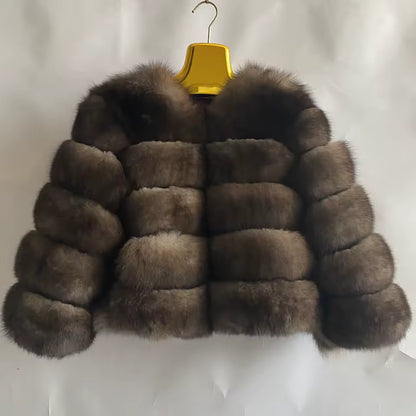 Fox Fur Jacket Women's Winter Coat