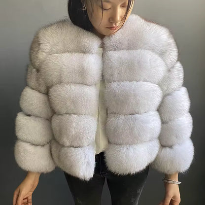 Fox Fur Jacket Women's Winter Coat