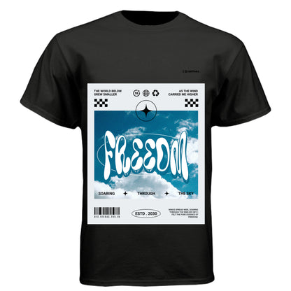 FREEDOM graphic t-shirt with sky and cloud design – Lustmia streetwear.