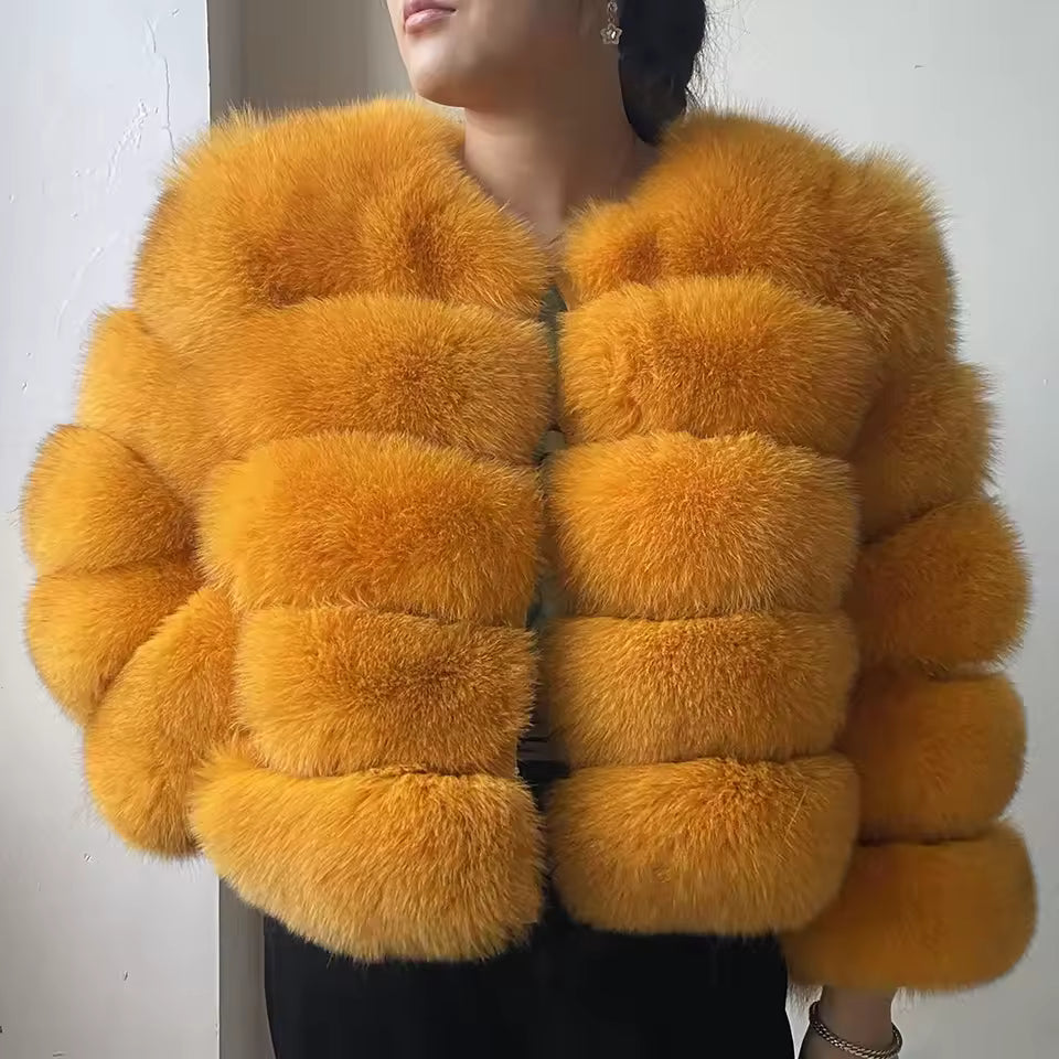 Fox Fur Jacket Women's Winter Coat
