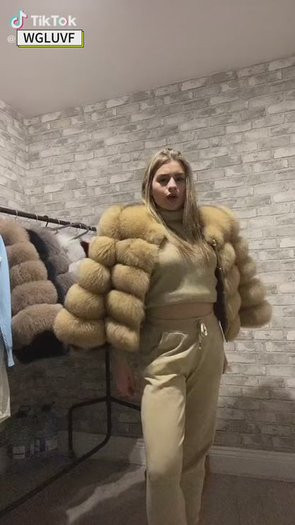 Fox Fur Jacket Women's Winter Coat