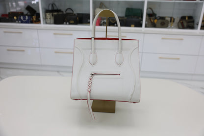 Celine White Smooth Calfskin Leather Phantom Luggage Tote Bag