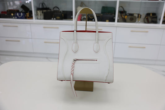 Celine White Smooth Calfskin Leather Phantom Luggage Tote Bag