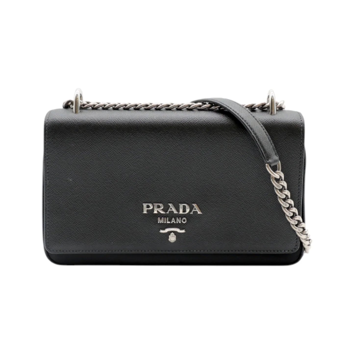 Prada Saffiano Leather and Nylon Shoulder Bag in Black