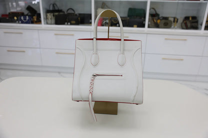 Celine White Smooth Calfskin Leather Phantom Luggage Tote Bag