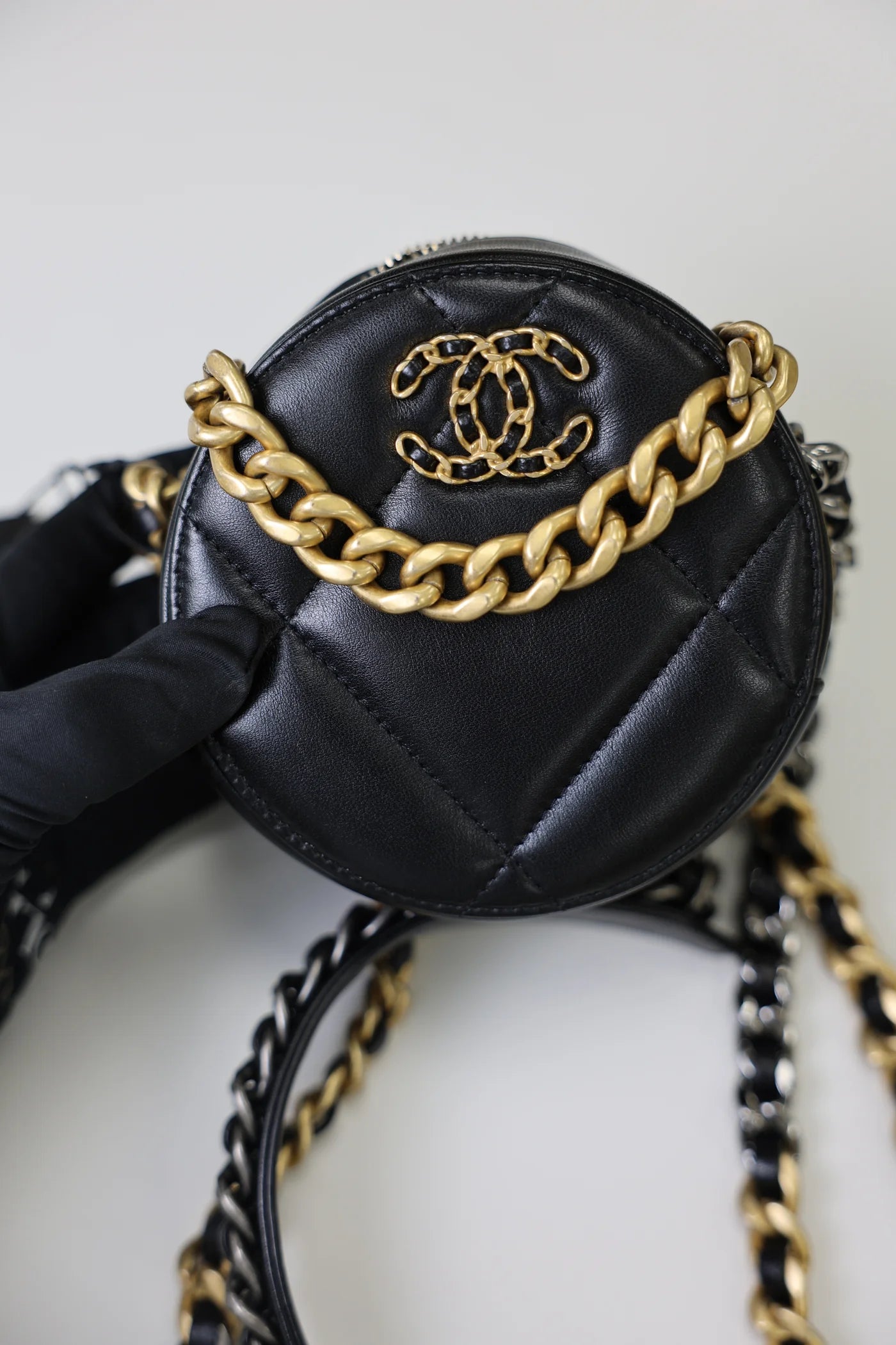 Chanel 19 Round Clutch Lambskin