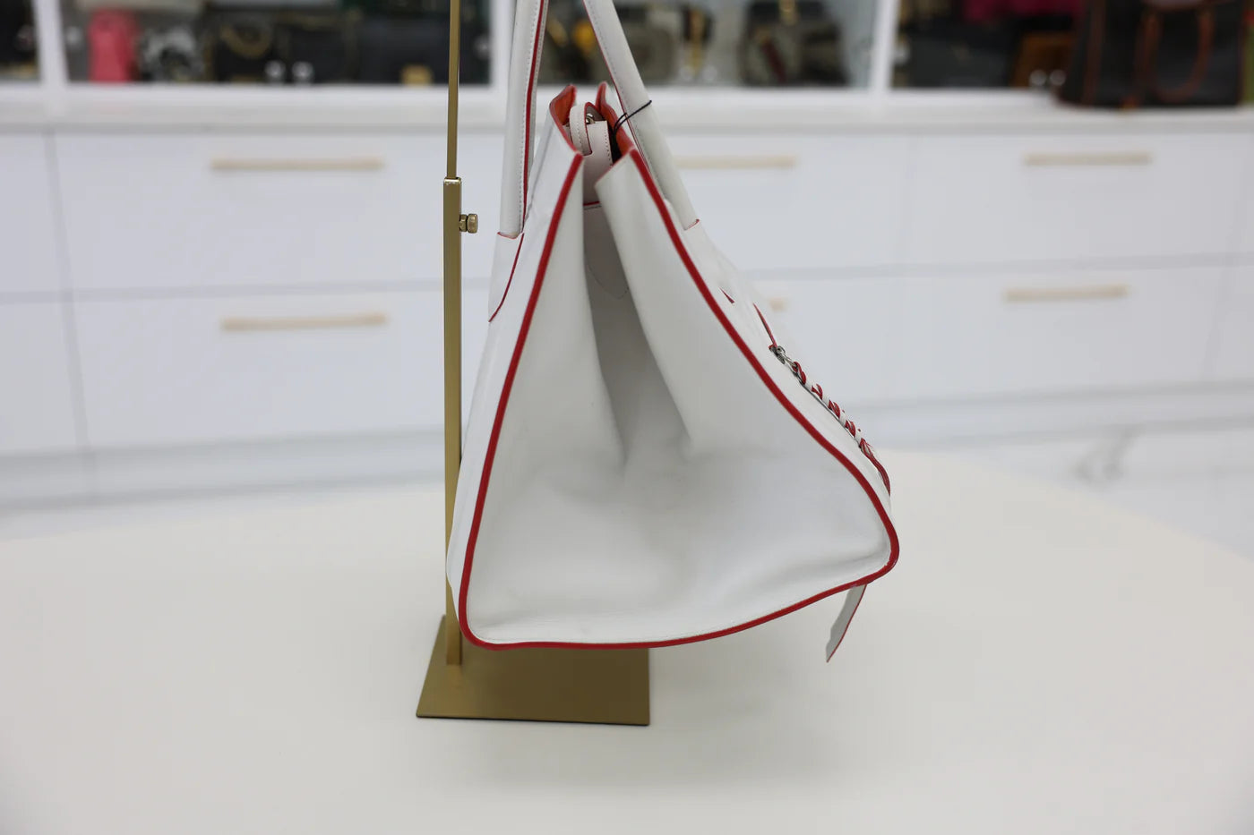 Celine White Smooth Calfskin Leather Phantom Luggage Tote Bag