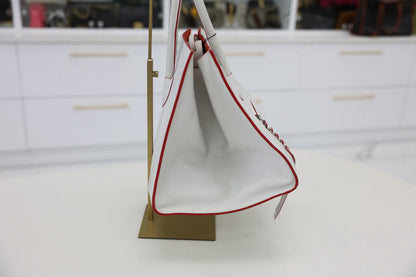 Celine White Smooth Calfskin Leather Phantom Luggage Tote Bag