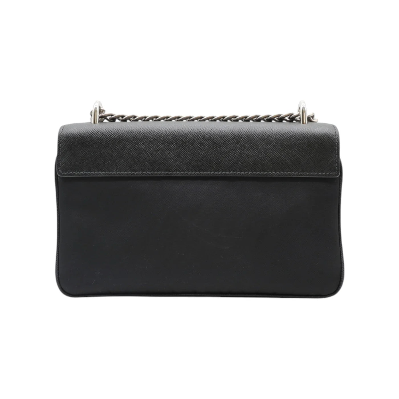 Prada Saffiano Leather and Nylon Shoulder Bag in Black