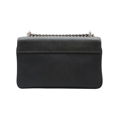 Prada Saffiano Leather and Nylon Shoulder Bag in Black