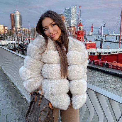 Fox Fur Jacket Women's Winter Coat