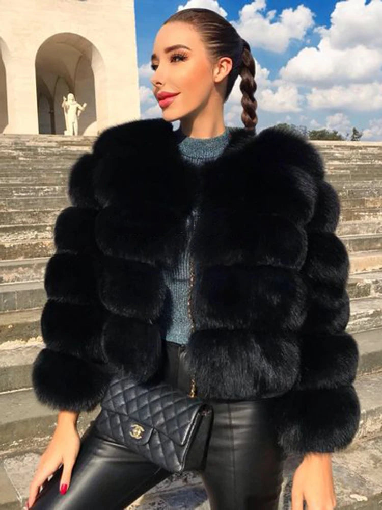 Fox Fur Jacket Women's Winter Coat