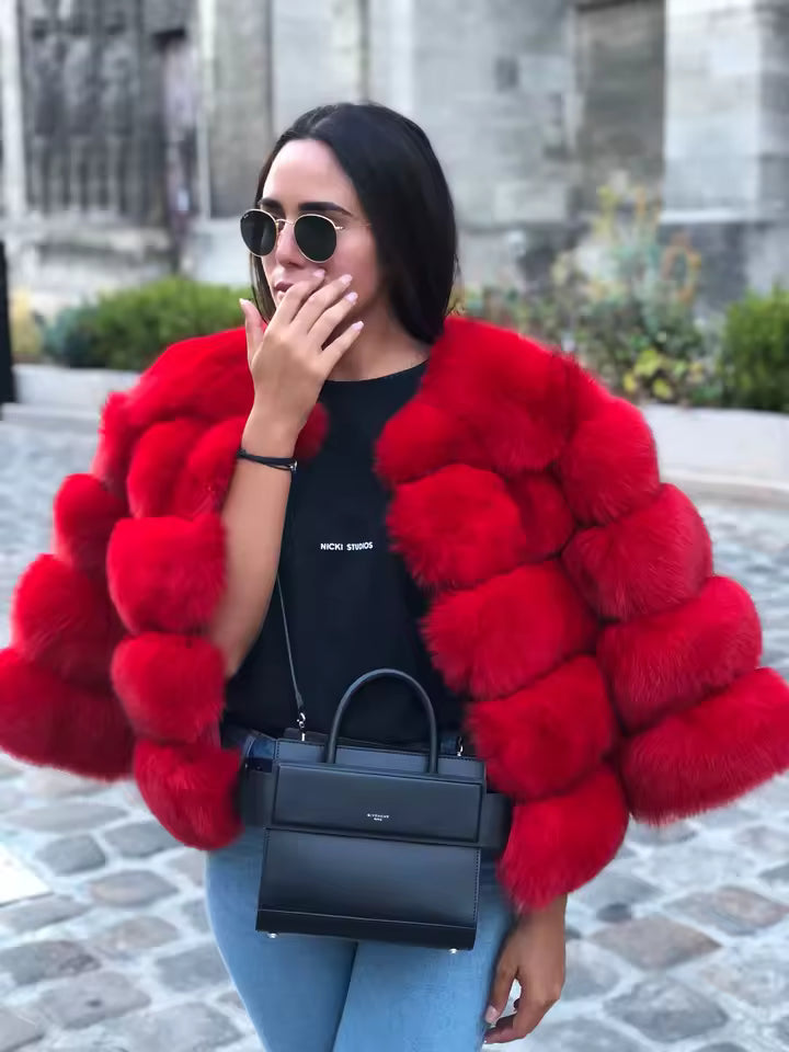 Fox Fur Jacket Women's Winter Coat