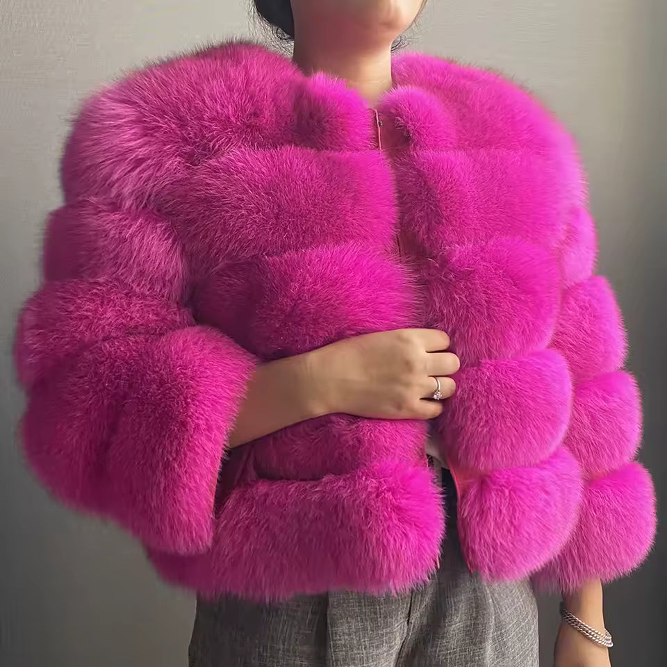 Fox Fur Jacket Women's Winter Coat
