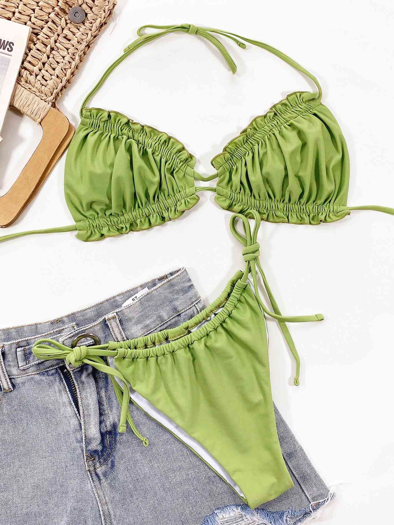 Frill Trill Halter Neck Bikini Set