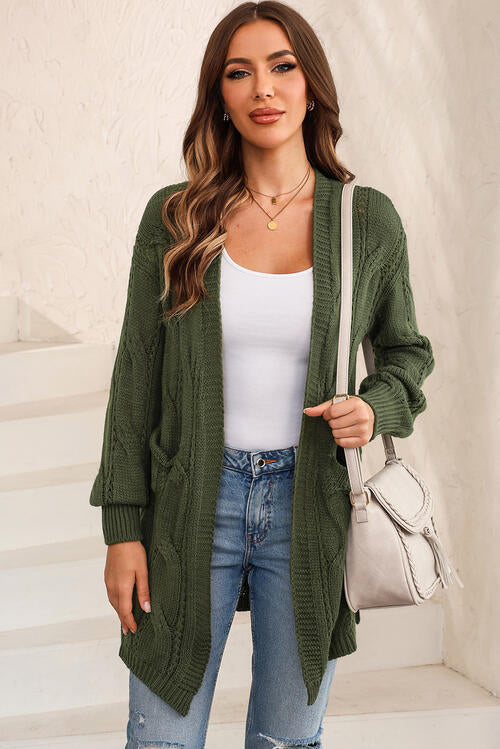 Cable-Knit Dropped Shoulder Cardigan